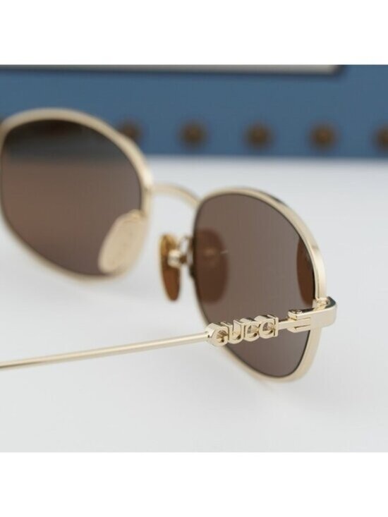 Gucci GG1940S 002 Sunglasses Gold Rectangle Frame, Brown Lenses main image 5